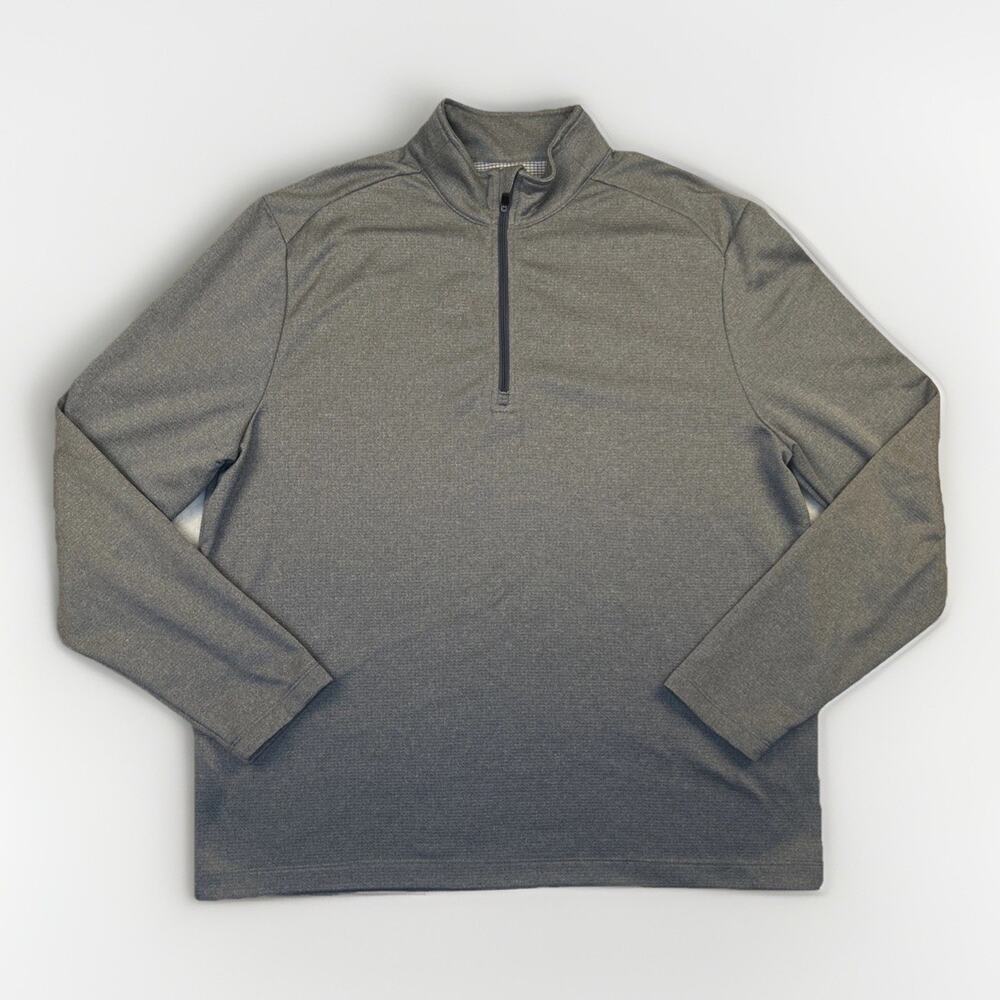 PGA Tour Long Sleeve Mens Sz Medium 1/4 Zip Pullover Golf Shirt Gray Waffle Knit
